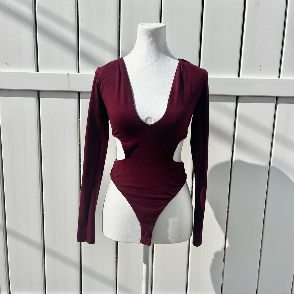 Tiger Mist Deep Red Cut-Out Bodysuit
